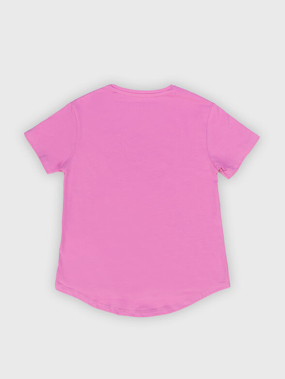 Pink T-shirt with contrasting logo accent - 2