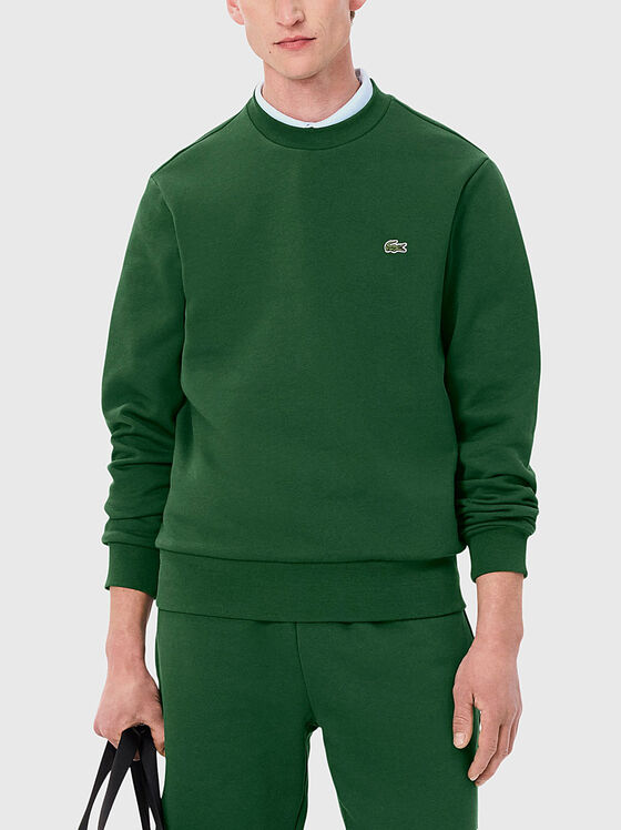 Cotton sweatshirt with logo in green - 1