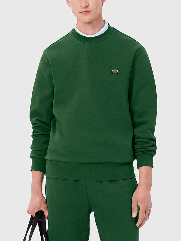 Cotton sweatshirt with logo in green - 1