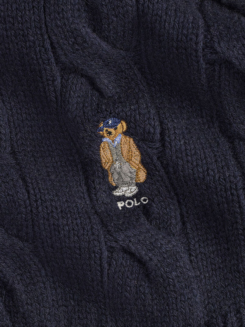Knitted wool scarf with Polo Bear logo - 3
