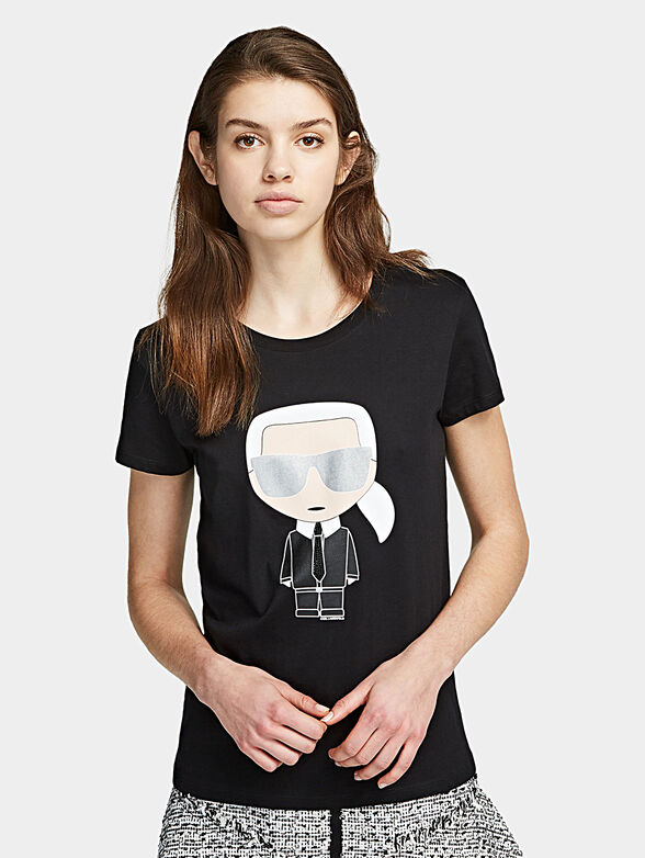 IKONIK Black T-shirt with maxi logo print - 1