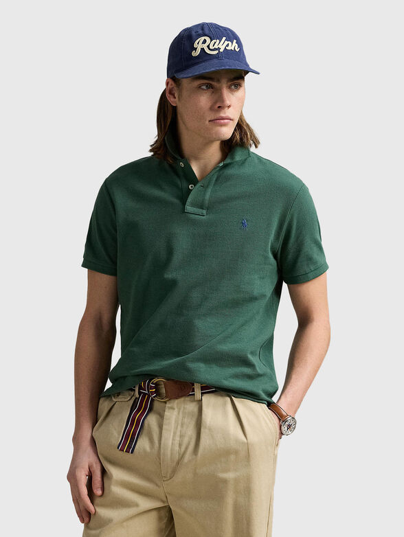 Cotton polo shirt in green - 1