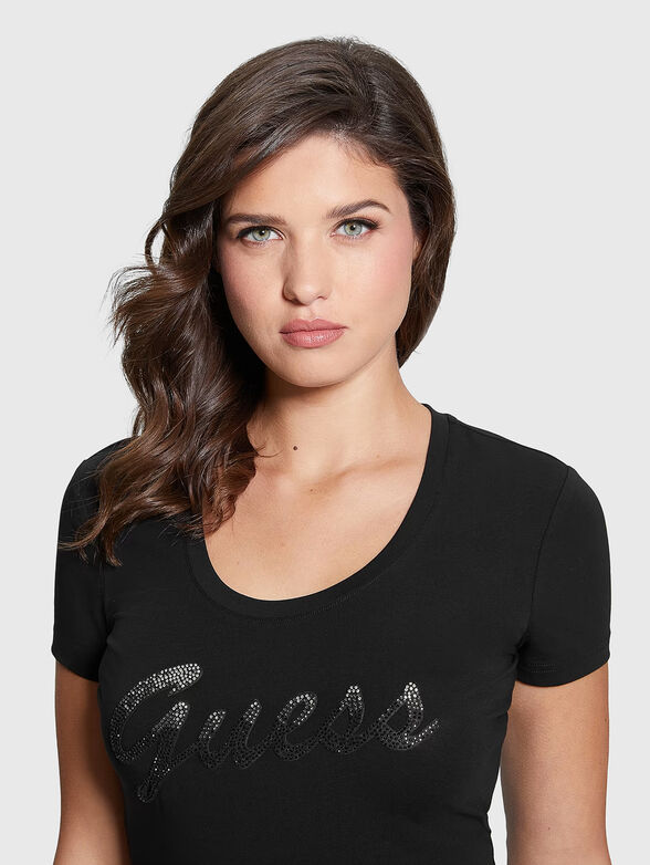 Black T-shirt with rhinestones - 4