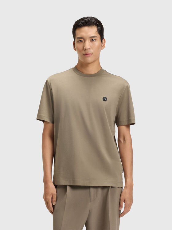 White T-shirt with oval neckline - 1