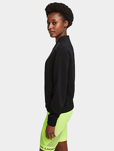 Black bomber jacket with logo stripe - 3