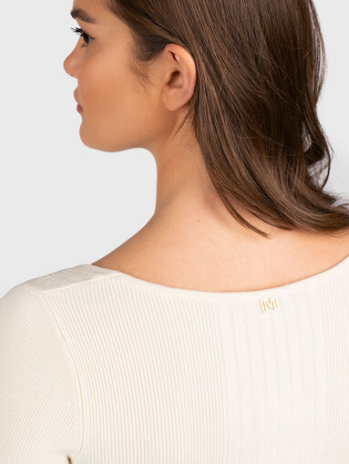 LENA sweater with V-neck and accent sleeves - 4