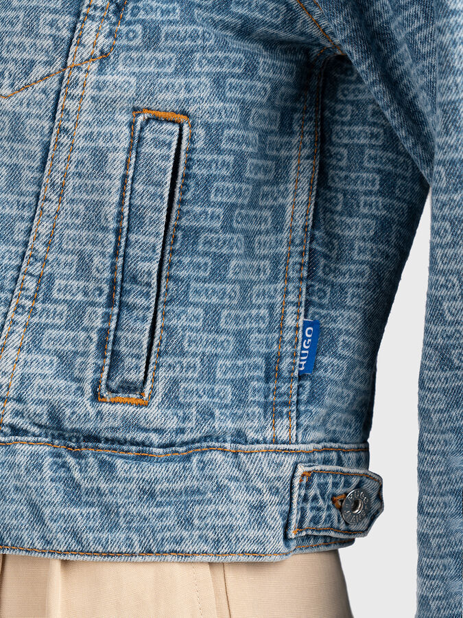 Denim jacket with monogram print brand HUGO BLUE 