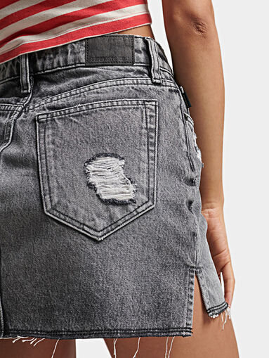 Mini denim skirt with worn effect - 5