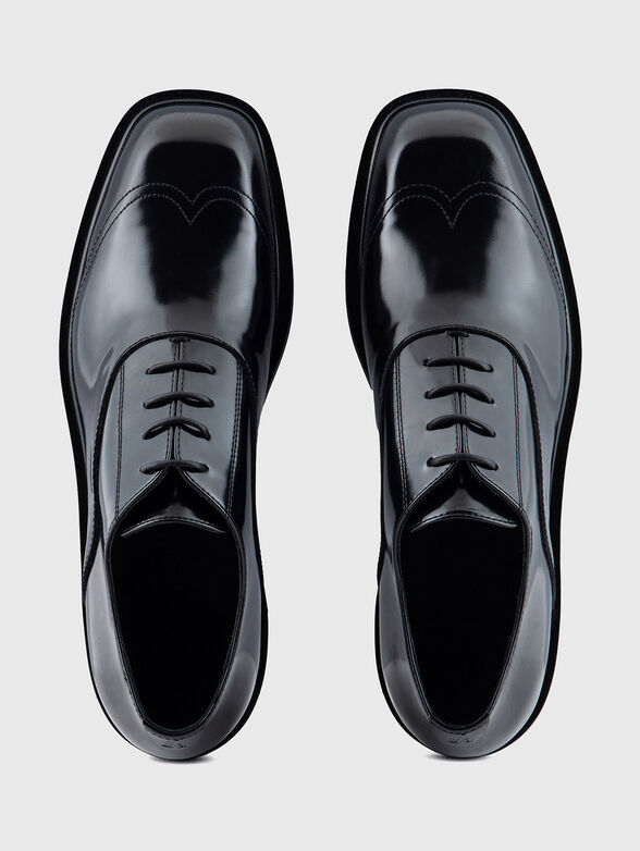 Derby black leather shoes - 6