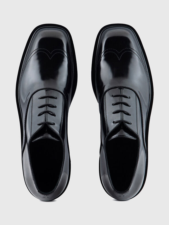 Derby black leather shoes - 6