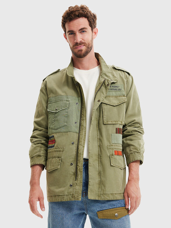 Cotton parka with art patches - 0