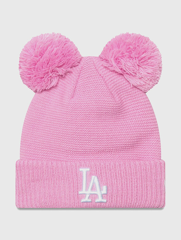 Pink knitted hat with pom poms - 1