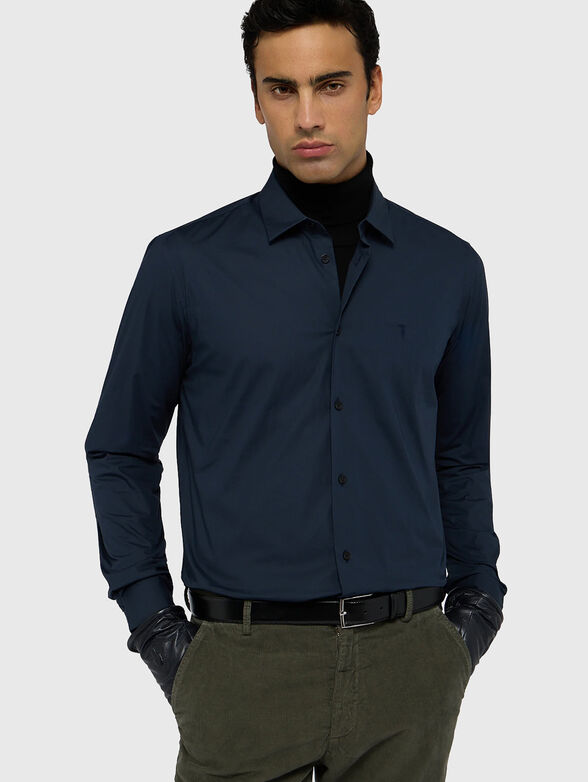 Cotton shirt with logo embroidery - 4