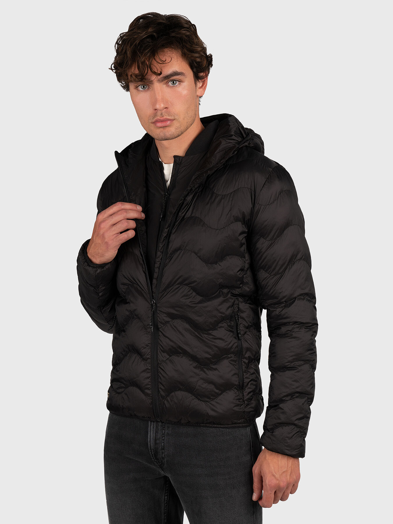 Superdry mens quilted hooded jacket hot sale