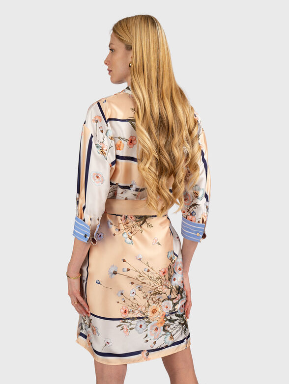 Satin dress with floral print - 2