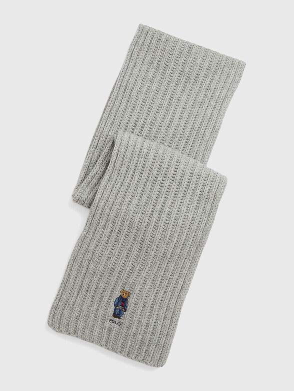 Knitted wool scarf with Polo Bear logo - 1