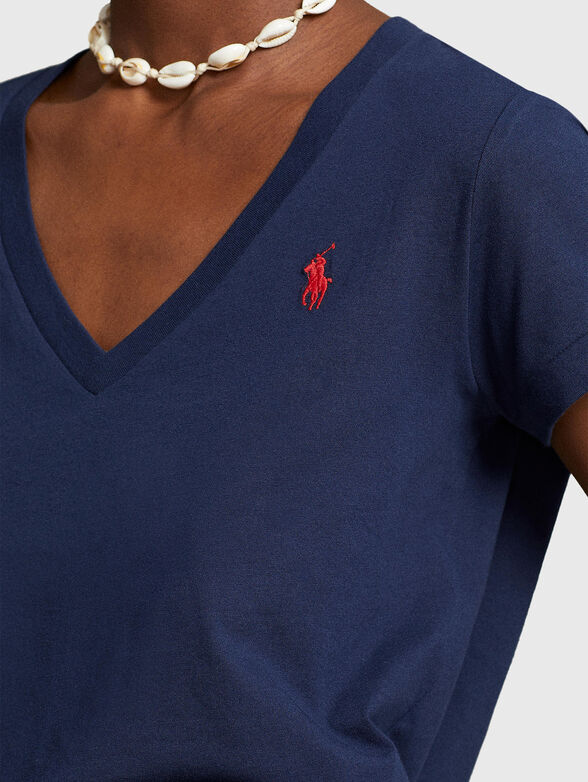 Blue V-neck T-shirt - 4