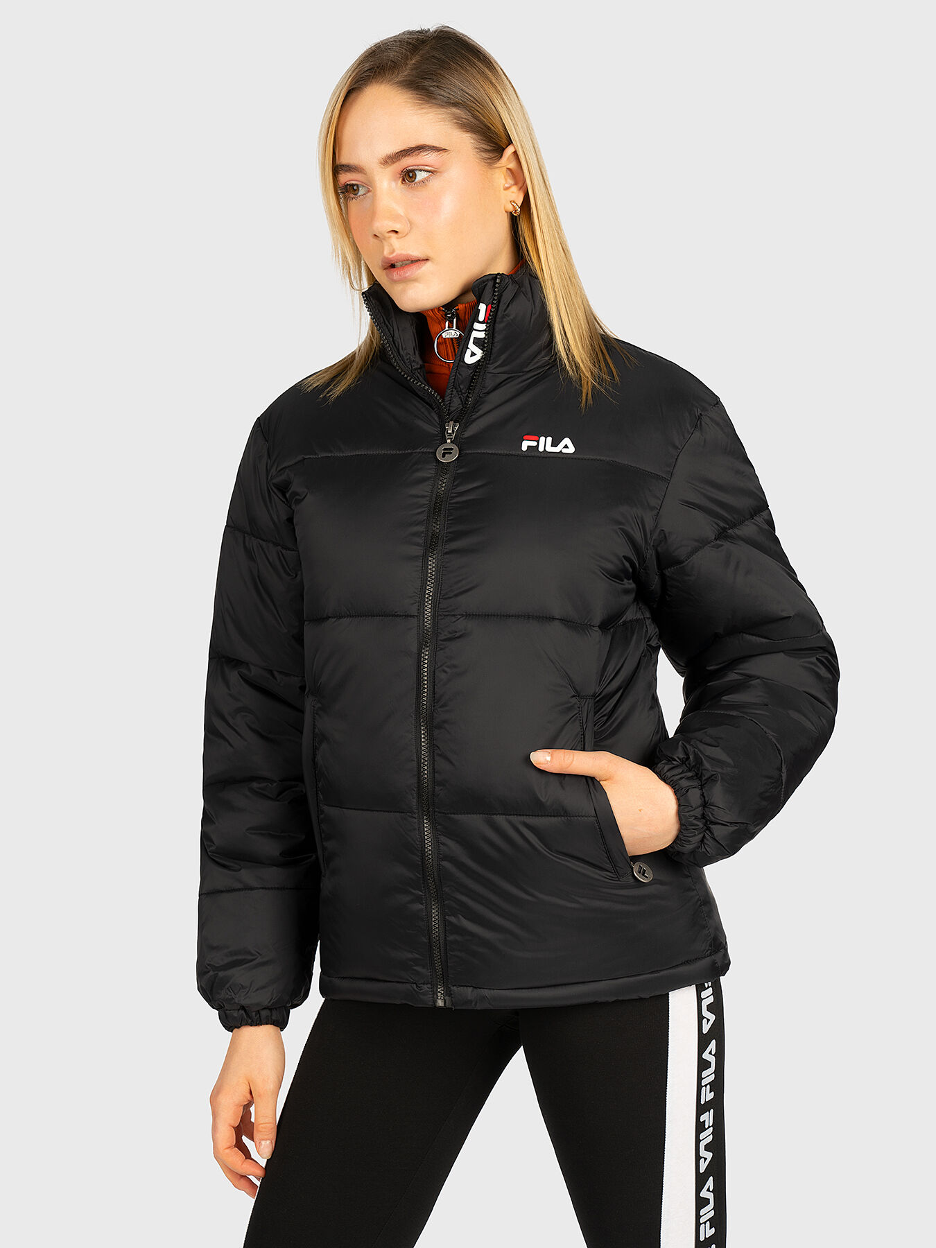 Fila padded jacket with buckle fastening discount