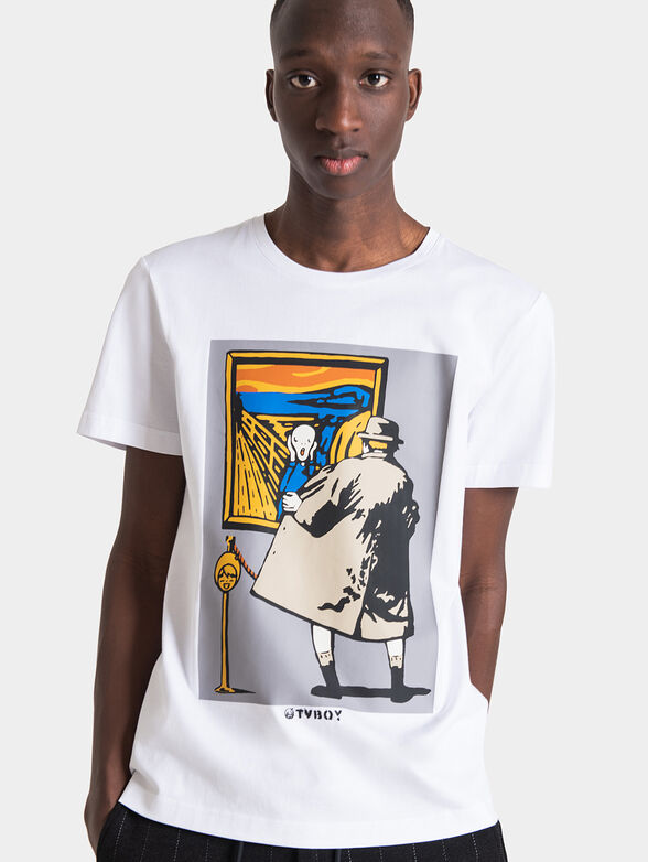 T-shirt with art print in dark blue color - 3