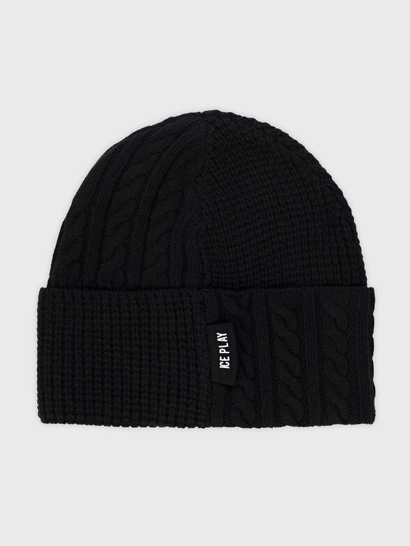 Knitted wool blend hat in black  - 1