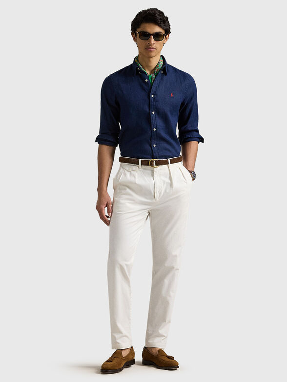 Linen shirt with contrast logo - 2