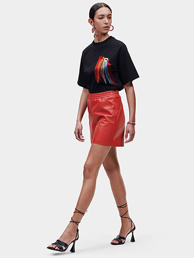 Black eco-leather short pants - 4