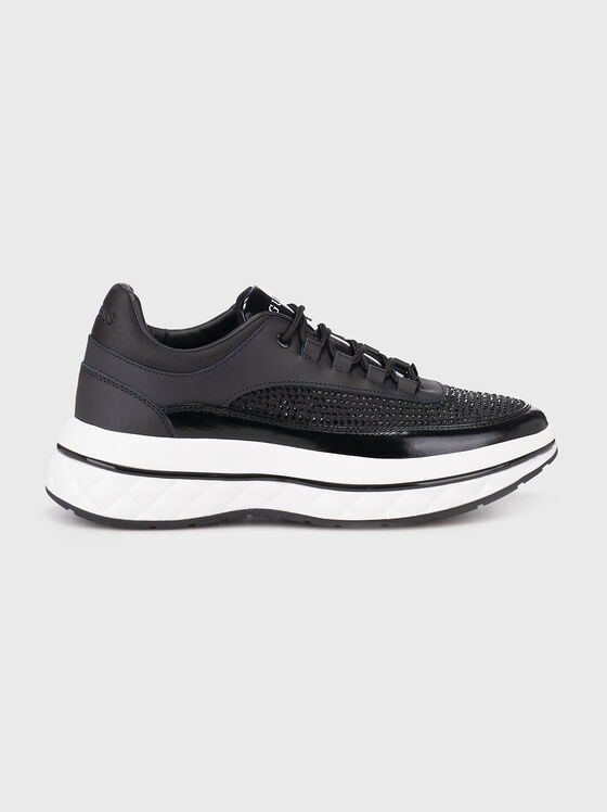 Черни спортни обувки с апликирани кристали - 1