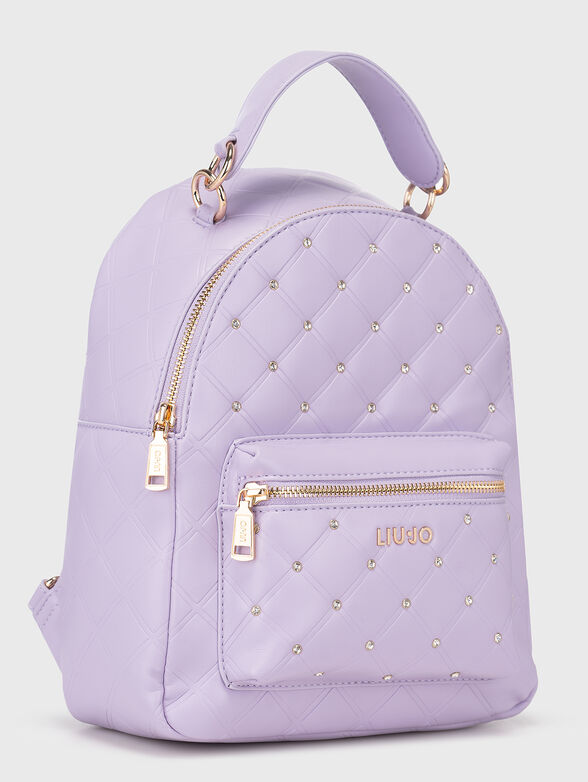 Crystal embellished backpack in beige - 3