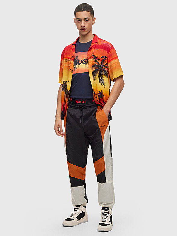 Blue cotton T-shirt with logo print - 2