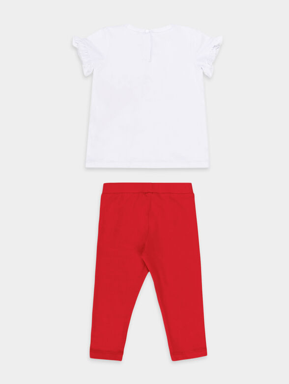 Set of T-shirt with print and red leggings - 2