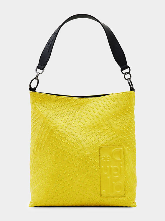 Чанта в жълт цвят с макси лого патч - 1