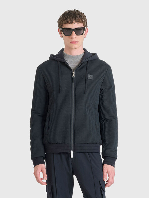 Black bomber jacket with embossed texture - 1