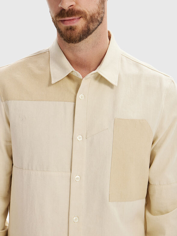 Cotton shirt in beige color - 4