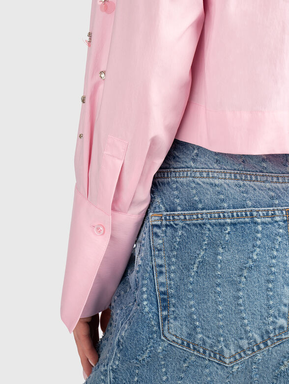 Cotton blend shirt with classic collar - 6