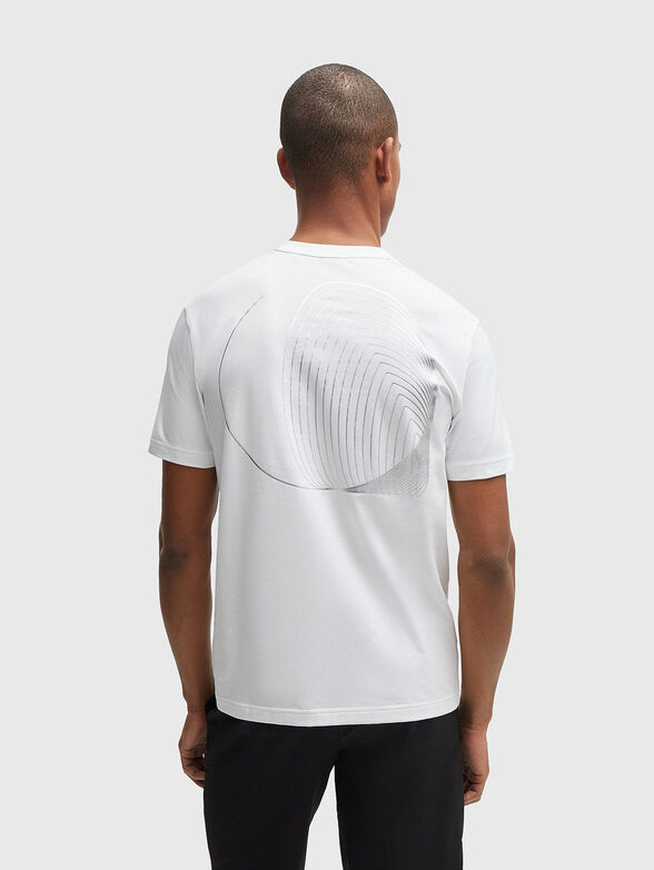 White cotton blend T-shirt with print - 3
