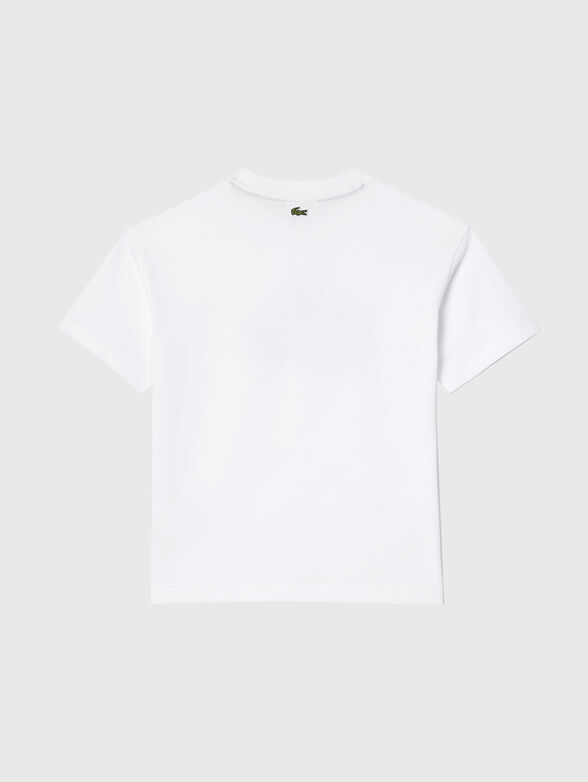 Blue cotton T-shirt with oval neckline - 2