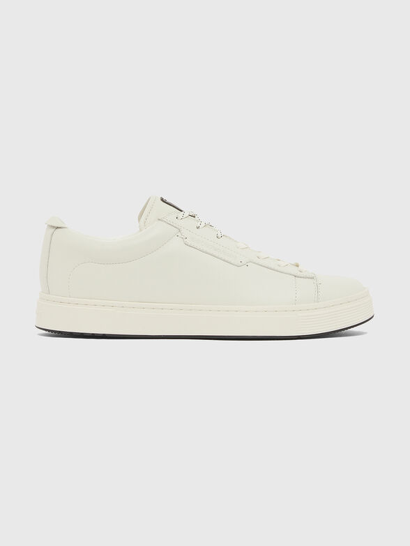 Dark blue leather sneakers - 1