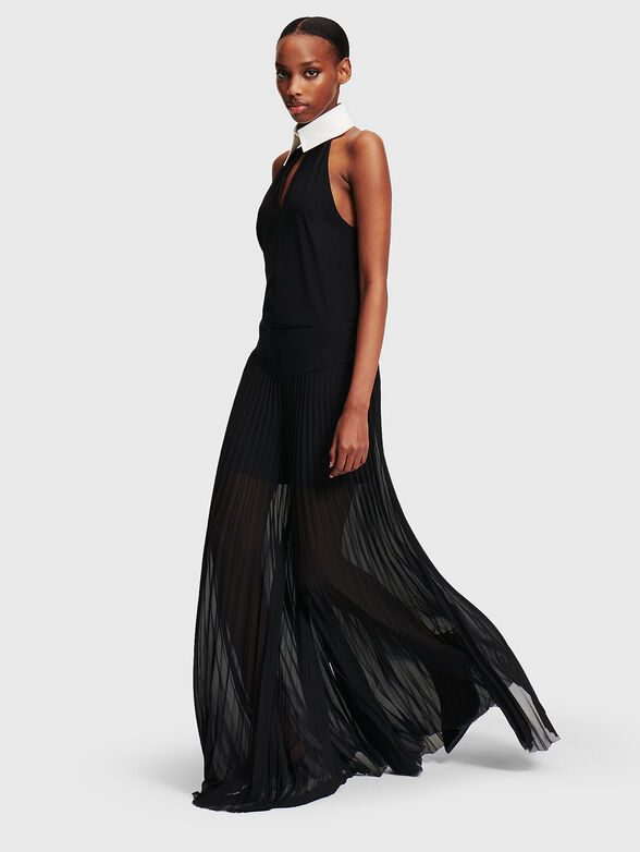 Pleated trousers with sheer effect - 3