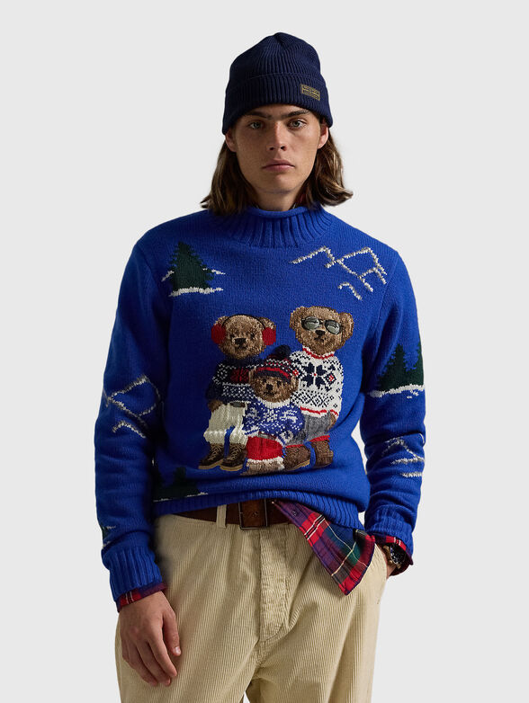 Blue unisex sweater with Polo Bear motif - 2