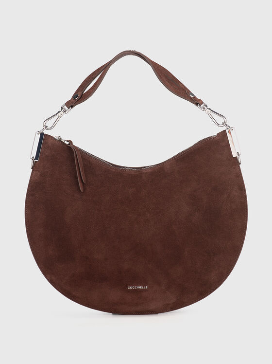 Suede bag with logo in brown - 1