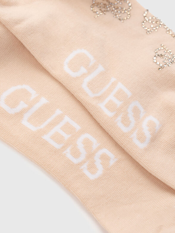 Socks with appliqued rhinestones and logo - 4