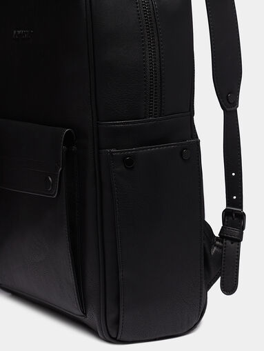 Eco leather backpack with logo detail - 4