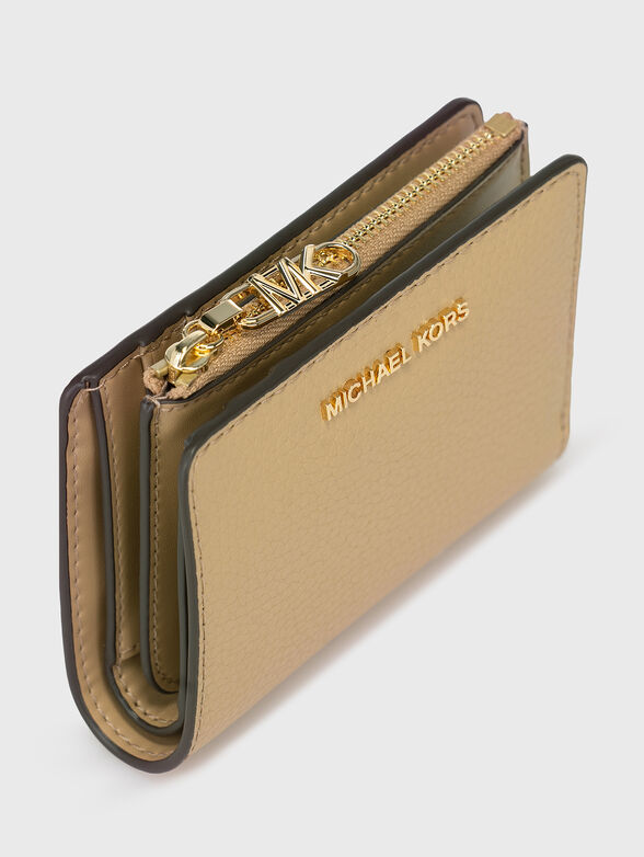 Wallet with logo detail in beige - 3