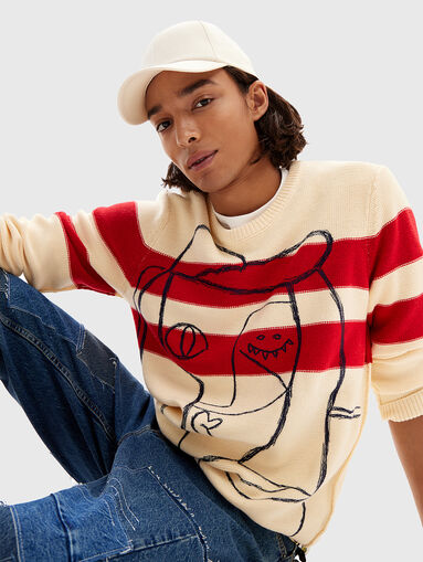 Sweater with contrast art design - 5