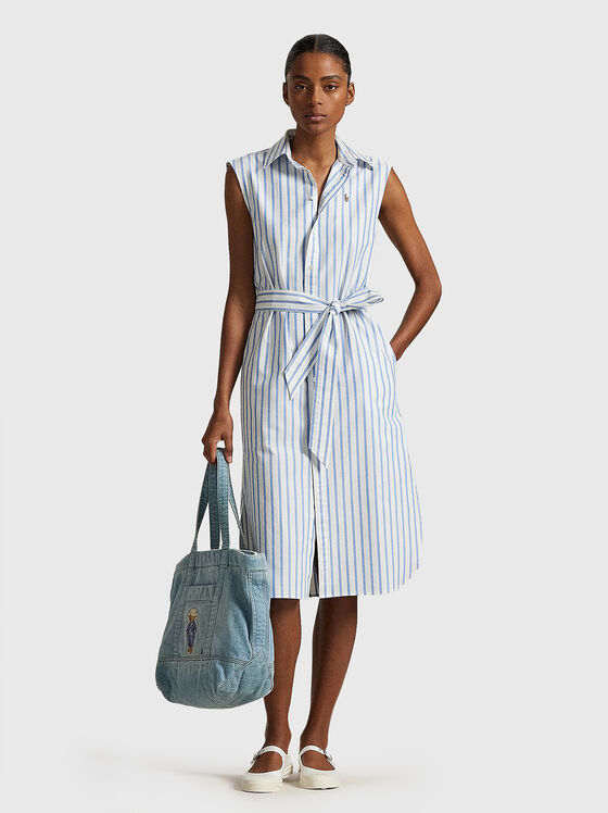 Striped shirt dress with belt - 1
