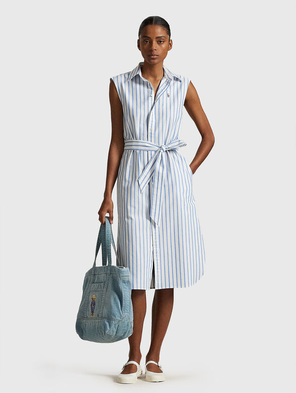 Striped shirt dress with belt - 1
