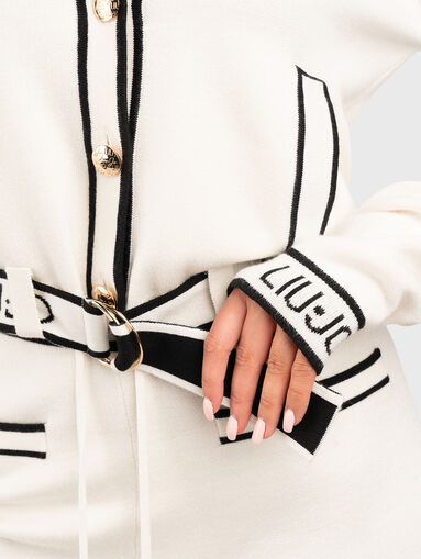 Cardigan with accent belt and contrast edges - 4