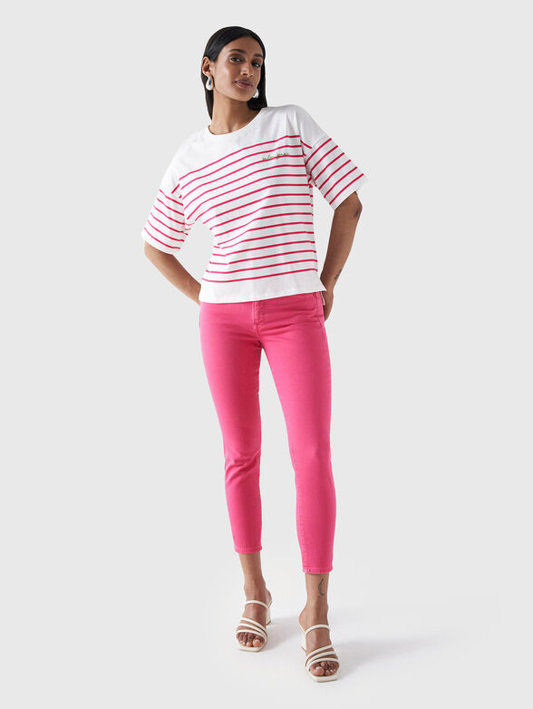 Cotton T-shirt with striped print - 2