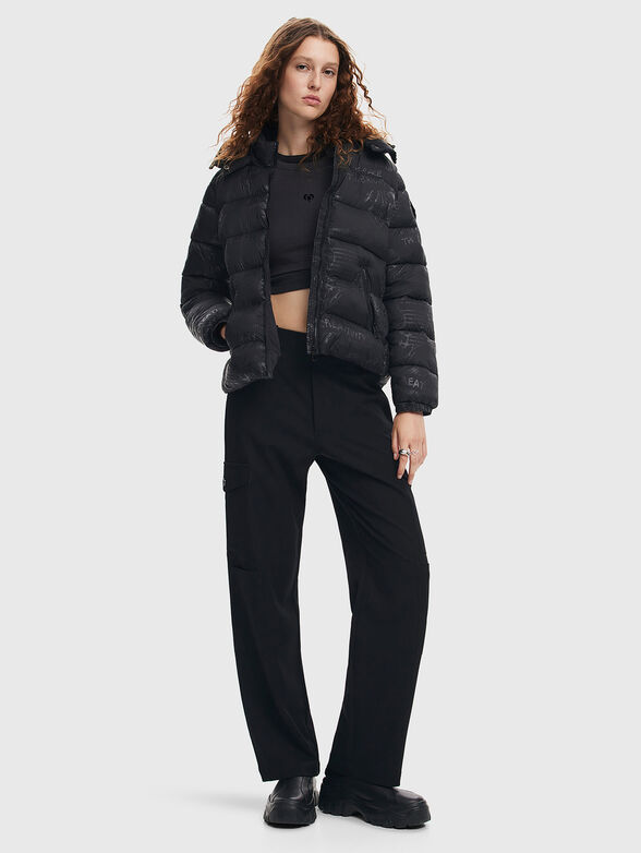 Quilted jacket with print in black colour - 2