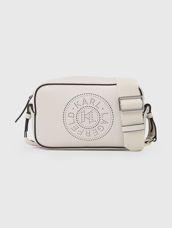 Leather crossbody bag with logo in black - 1